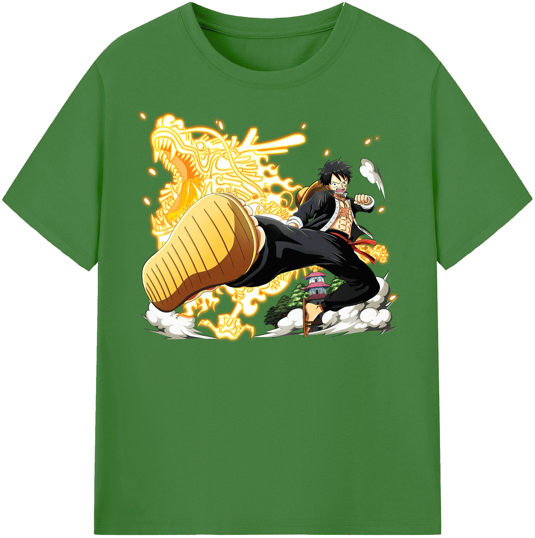 ワンピース モンキー・D・ルフィ ONE PIECE Monkey D. Luffy レディースカジュアルプリントTシャツ（綿100％）